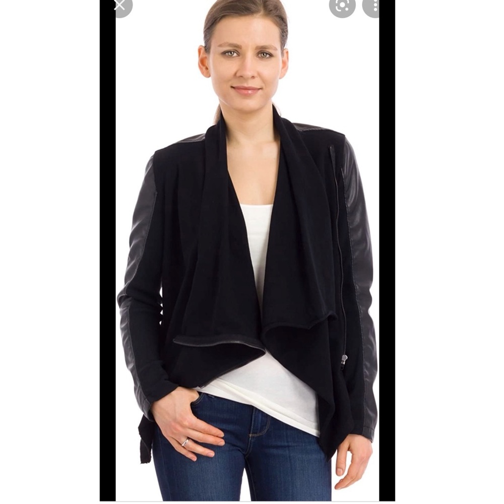 BlankNYC Black faux leather accent jacket